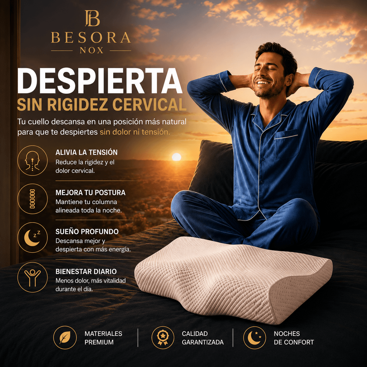 PACK ALMOHADA ERGONÓMICA  CERVICAL+FUNDA GRATIS